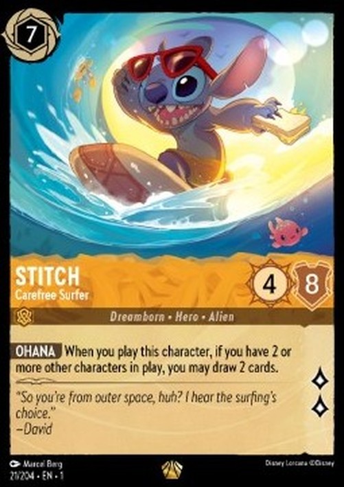 Lorcana 1TFC Stitch - Carefree Surfer (V.1)