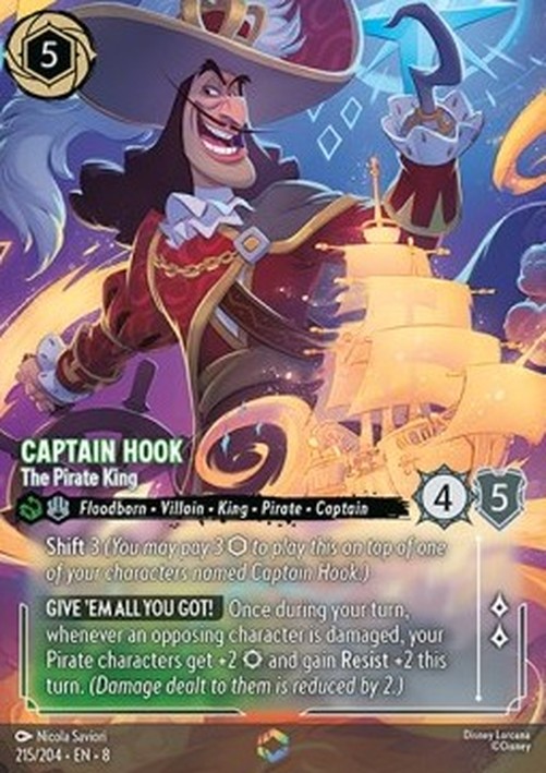 Lorcana 8JAF Captain Hook - The Pirate King (V.2)
