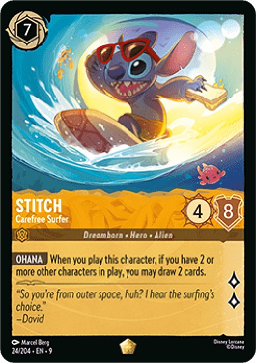 Lorcana 9FAB Stitch - Carefree Surfer