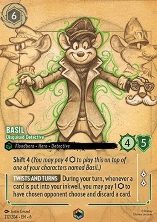 Lorcana 6AZS Basil - Disguised Detective (V.2)