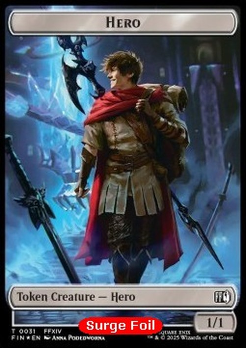 Magic: The Gathering Hero Token (W 1/1) // Wizard Token (B 0/1) (V.4)