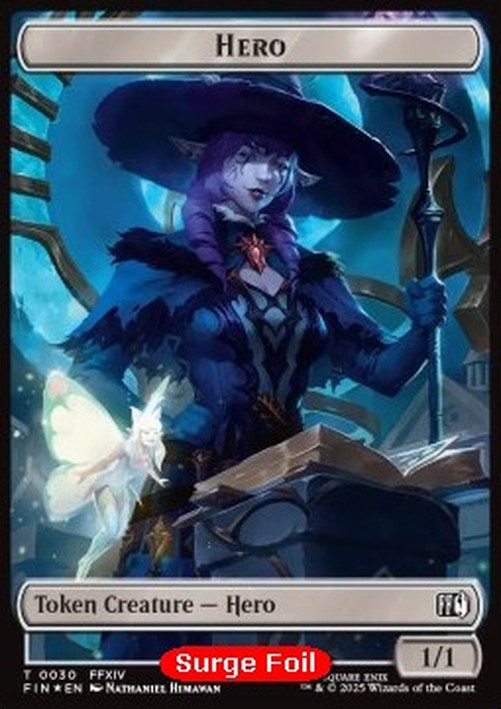 Magic: The Gathering Hero Token (W 1/1) // Wizard Token (B 0/1) (V.3)