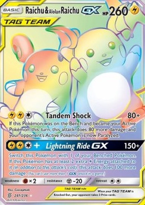 Pokemon Raichu & Alolan Raichu GX (UNM 241)