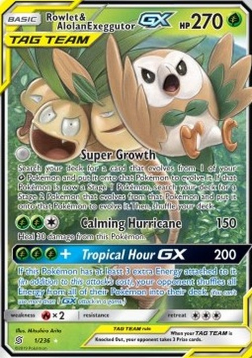 Pokemon Rowlet & Alolan Exeggutor GX  (UNM 1)
