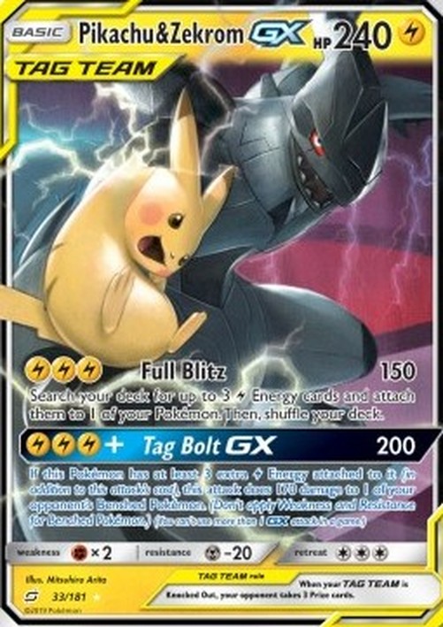 Pokemon Pikachu & Zekrom GX  (TEU 33)