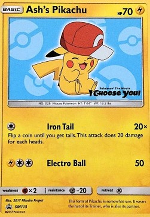 Pokemon Ash's Pikachu (SM 113)