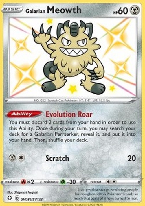 Pokemon Galarian Meowth  (SHF SV86)