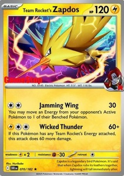Pokemon Team Rocket's Zapdos (xDRI 070)