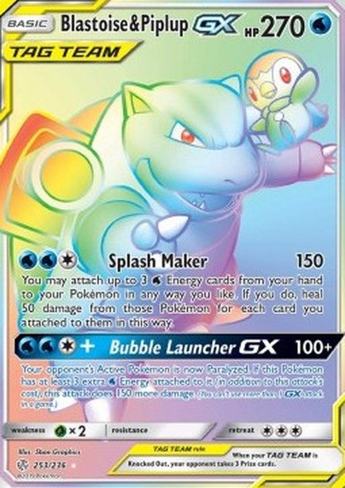 Pokemon Blastoise & Piplup GX  (CEC 253)
