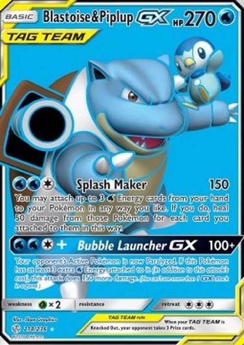 Pokemon Blastoise & Piplup GX (CEC 214)