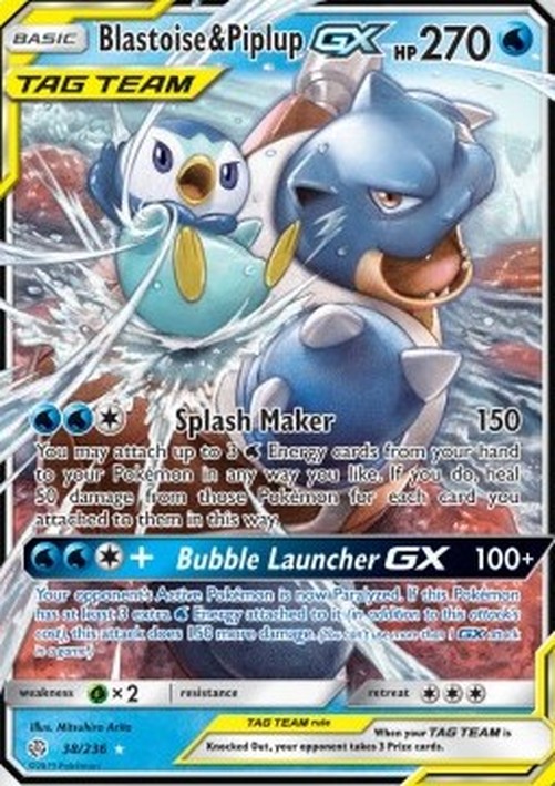 Pokemon Blastoise & Piplup GX  (CEC 38)