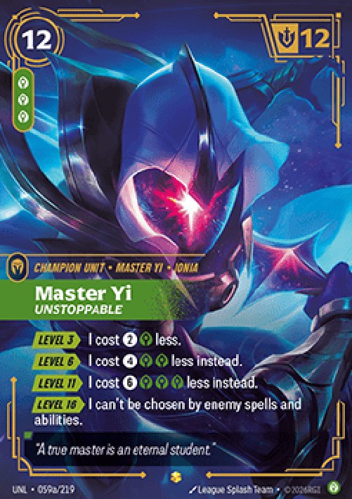 Riftbound UNL Master Yi, Unstoppable (V.2 - Showcase)