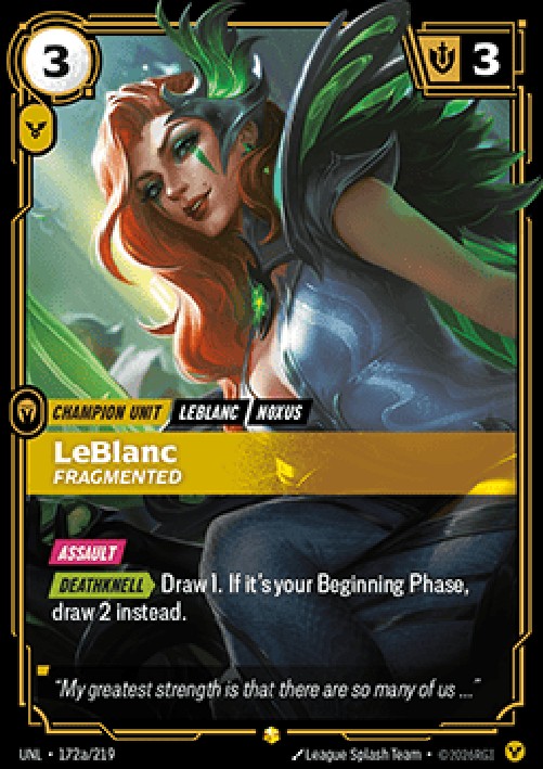 Riftbound UNL Leblanc, Fragmented (V.2 - Showcase)