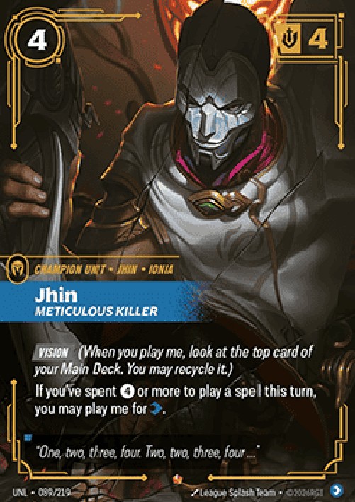 Riftbound UNL Jhin, Meticulous Killer (V.1 - Epic)