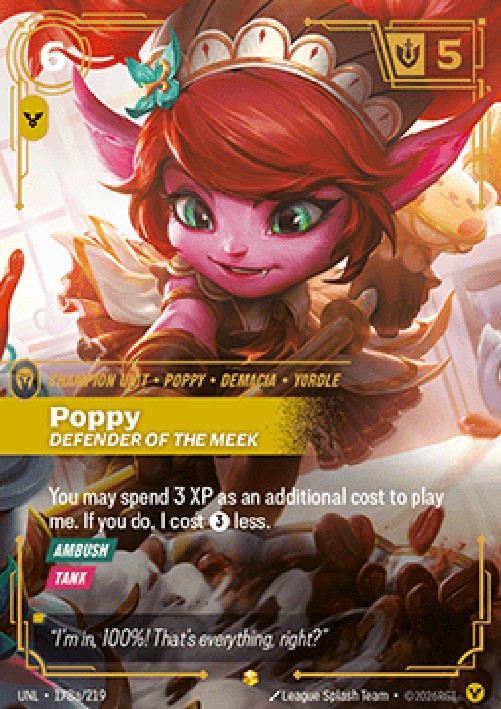 Riftbound UNL Poppy, Defender of the Meek (V.2 - Showcase)