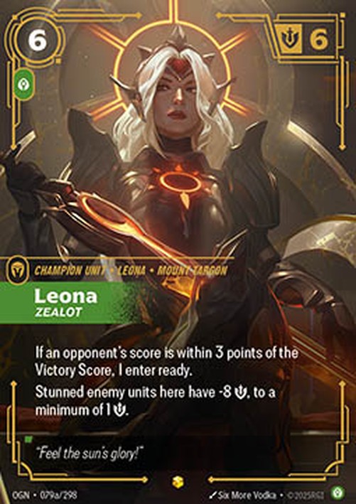 Riftbound OGN Leona, Zealot (V.2 - Showcase)