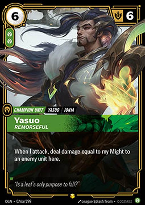Riftbound OGN Yasuo, Remorseful (V.2 - Showcase)