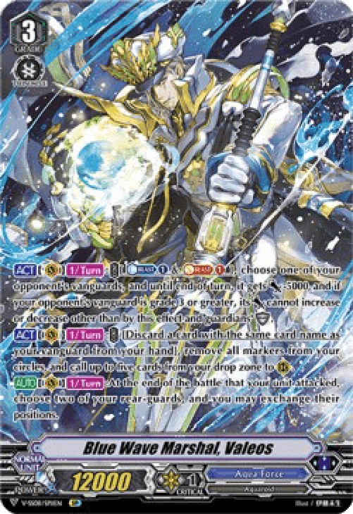 Cardfight!! Vanguard V-SS08 Blue Wave Marshal, Valeos [V Format] (V.2 - Spe