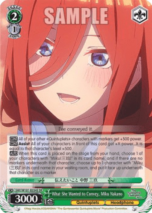 Weiss Schwarz 5HY/W101 What She Wanted to Convey, Miku Nakano (V.2 - Super 