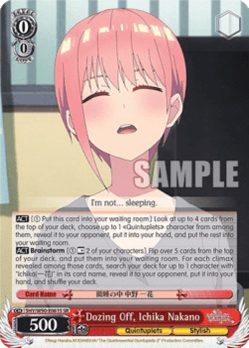Weiss Schwarz 5HY/W90 Dozing Off, Ichika Nakano (V.2 - Super Rare)