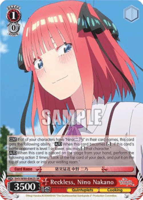 Weiss Schwarz 5HY/W90 Reckless, Nino Nakano (V.2 - Super Rare)