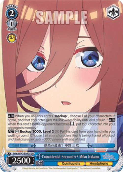 Weiss Schwarz 5HY/W90 Coincidental Encounter? Miku Nakano (V.2 - Super Rare