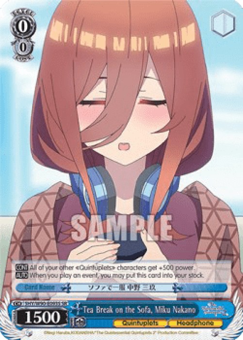 Weiss Schwarz 5HY/W90 Tea Break on the Sofa, Miku Nakano (V.2 - Super Rare)