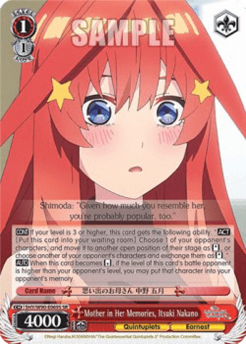 Weiss Schwarz 5HY/W90 Mother in Her Memories, Itsuki Nakano (V.2 - Super Ra