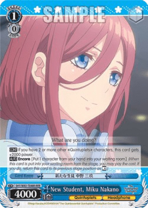 Weiss Schwarz 5HY/W83 New Student, Miku Nakano (V.2 - Triple Rare)