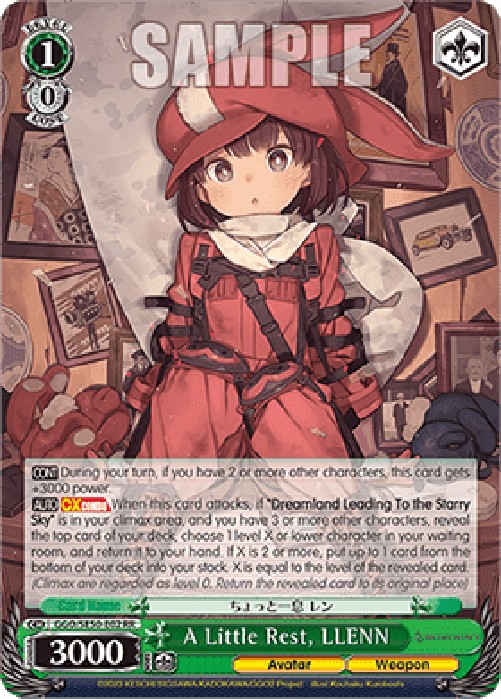 Weiss Schwarz GGO/SE50 A Little Rest, LLENN (V.1 - Double Rare)