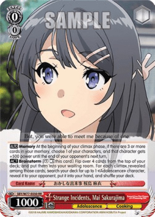 Weiss Schwarz SBY/W77 Strange Incidents, Mai Sakurajima (V.1 - Double Rare)