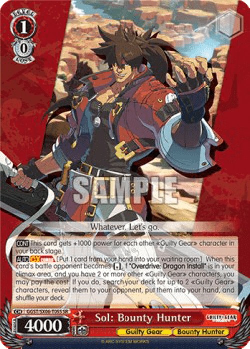 Weiss Schwarz GGST/SX06 Sol: Bounty Hunter (V.2 - Super Rare)