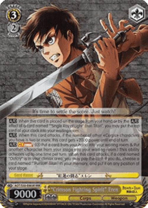 Weiss Schwarz AOT/S50 "Crimson Fighting Spirit" Eren (V.2 - Triple Rare)