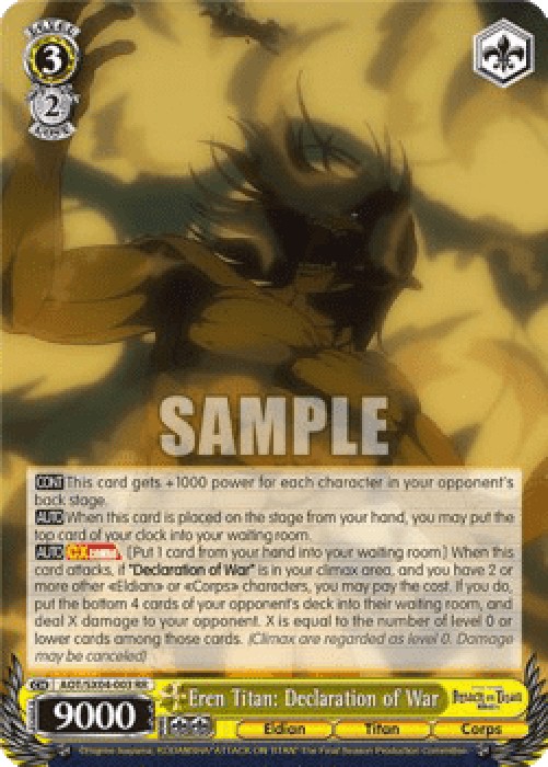 Weiss Schwarz AOT/SX04 Eren Titan: Declaration of War (V.1 - Double Rare)