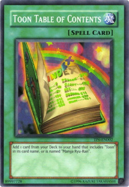 Yu-Gi-Oh! TP6 Toon Table of Contents