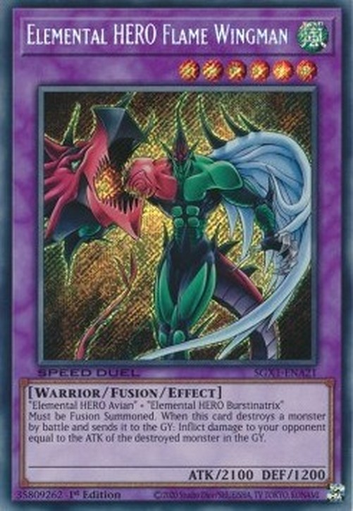 Yu-Gi-Oh! SGX1 Elemental HERO Flame Wingman (V.2 - Secret Rare)