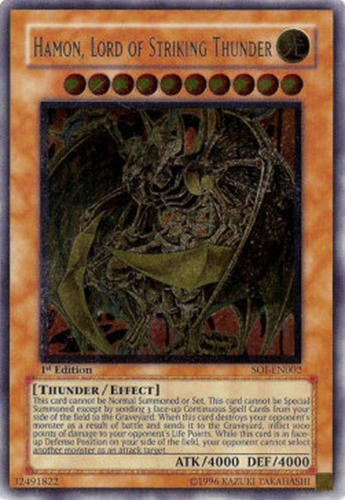 Yu-Gi-Oh! SOI Hamon, Lord of Striking Thunder (V.2 - Ultimate Rare)
