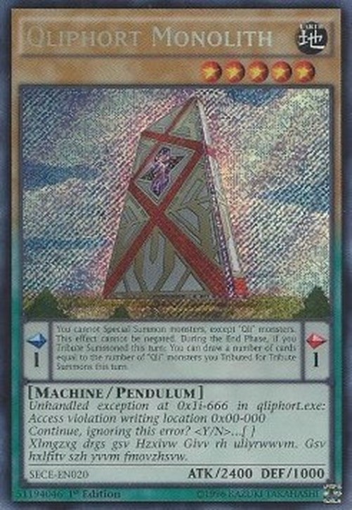 Yu-Gi-Oh! SECE Qliphort Monolith