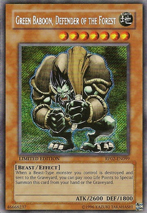 Yu-Gi-Oh! RP02 Green Baboon, Defender of the Forest (V.1 - Secret Rare)