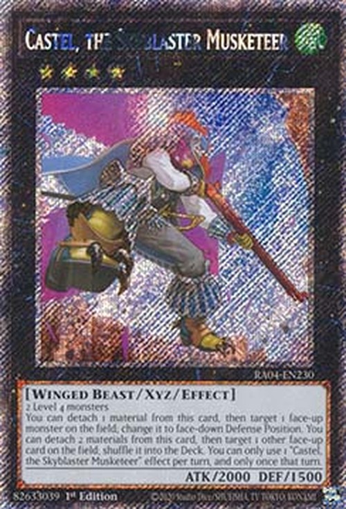 Yu-Gi-Oh! RA04 Castel, the Skyblaster Musketeer (V.1 - Platinum Secret Rare