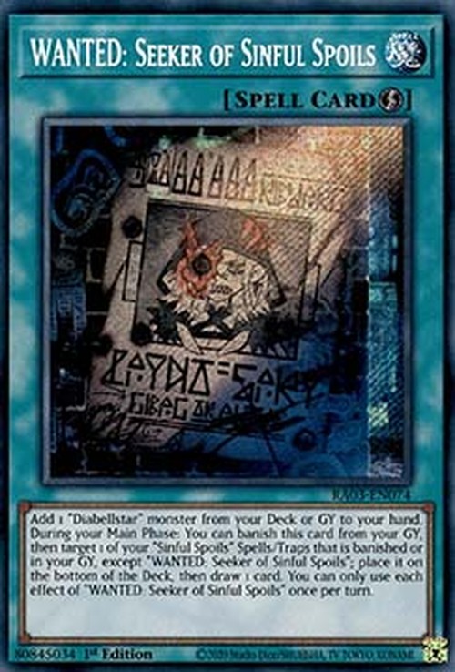 Yu-Gi-Oh! RA03 WANTED: Seeker of Sinful Spoils (V.3 - Secret Rare)