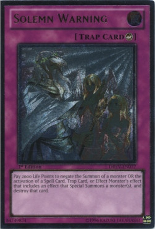 Yu-Gi-Oh! DREV Solemn Warning (V.2 - Ultimate Rare)